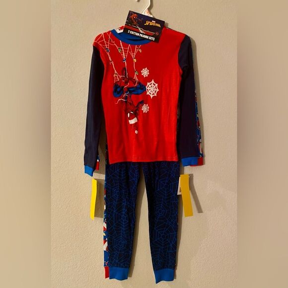 New Christmas Holiday Winter Spider-Man Boy Long Sleeve  Pajamas 2-pack Size 10 - Picture 1 of 3